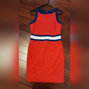 Banana Republic Red White BlueSleeveless Sheath Midi Dress size 8